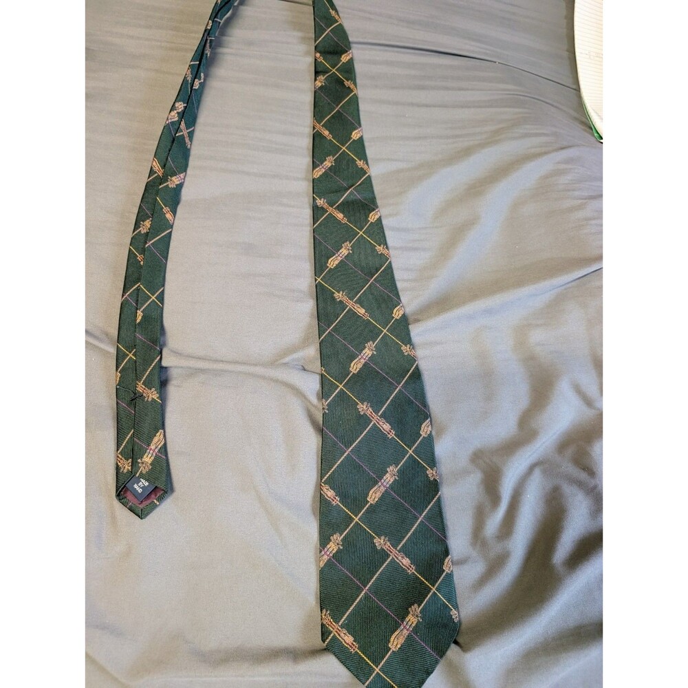 Polo by Ralph Lauren Green Golf Motif 100% Silk Tie Golf Bag Pattern
